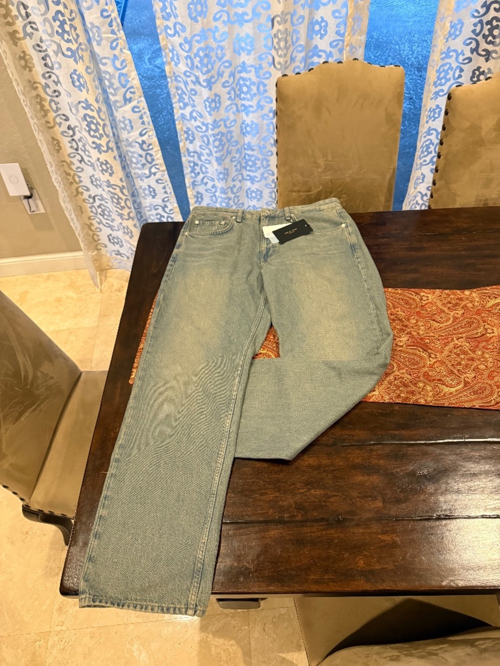 Rag & Bone Men's Size 34x32 Sepia Indigo Fit 4 Straight Infuse Jeans $278